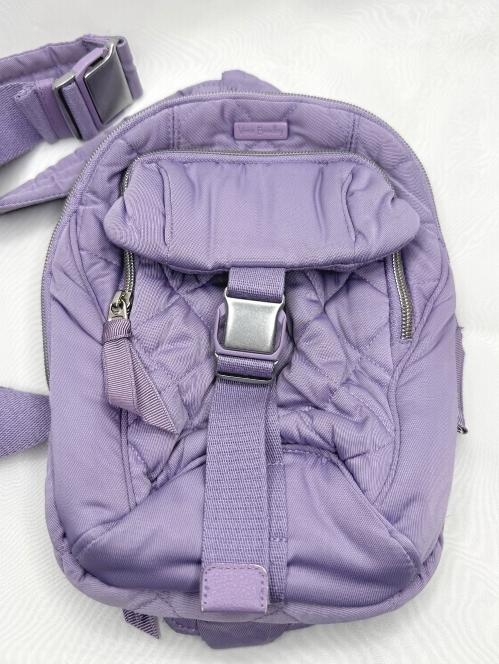 Vera Bradley Performance Twill Utility Sling Backpack Lavender Seawater Blooms